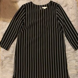 H&M Black & White Vertical Striped Midi Dress